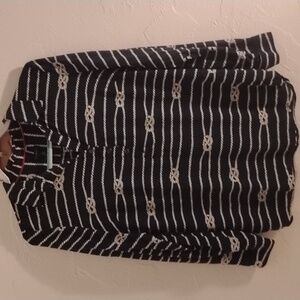 Talbots Nautical Knots Top Blouse Navy Sz M Mint